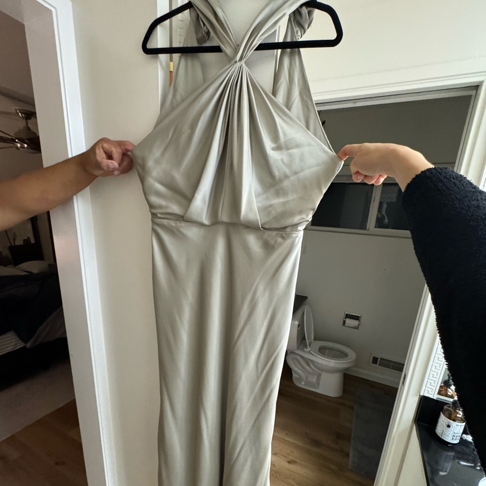 Beautiful sage maxi halter dress